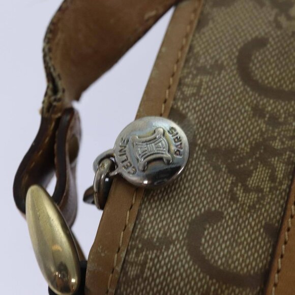 CELINE C Macadam Canvas Shoulder Bag Leather Beige - Picture 9 of 16